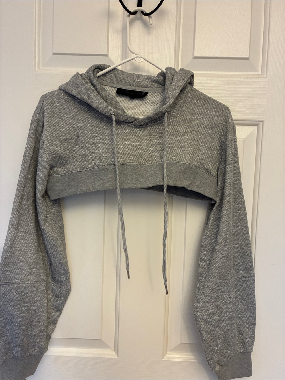 Kendall & Kylie Cropped Gray Hoodie with Drawstrings